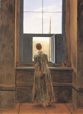 Caspar David Friedrich Woman at the Window (mk10) oil painting image